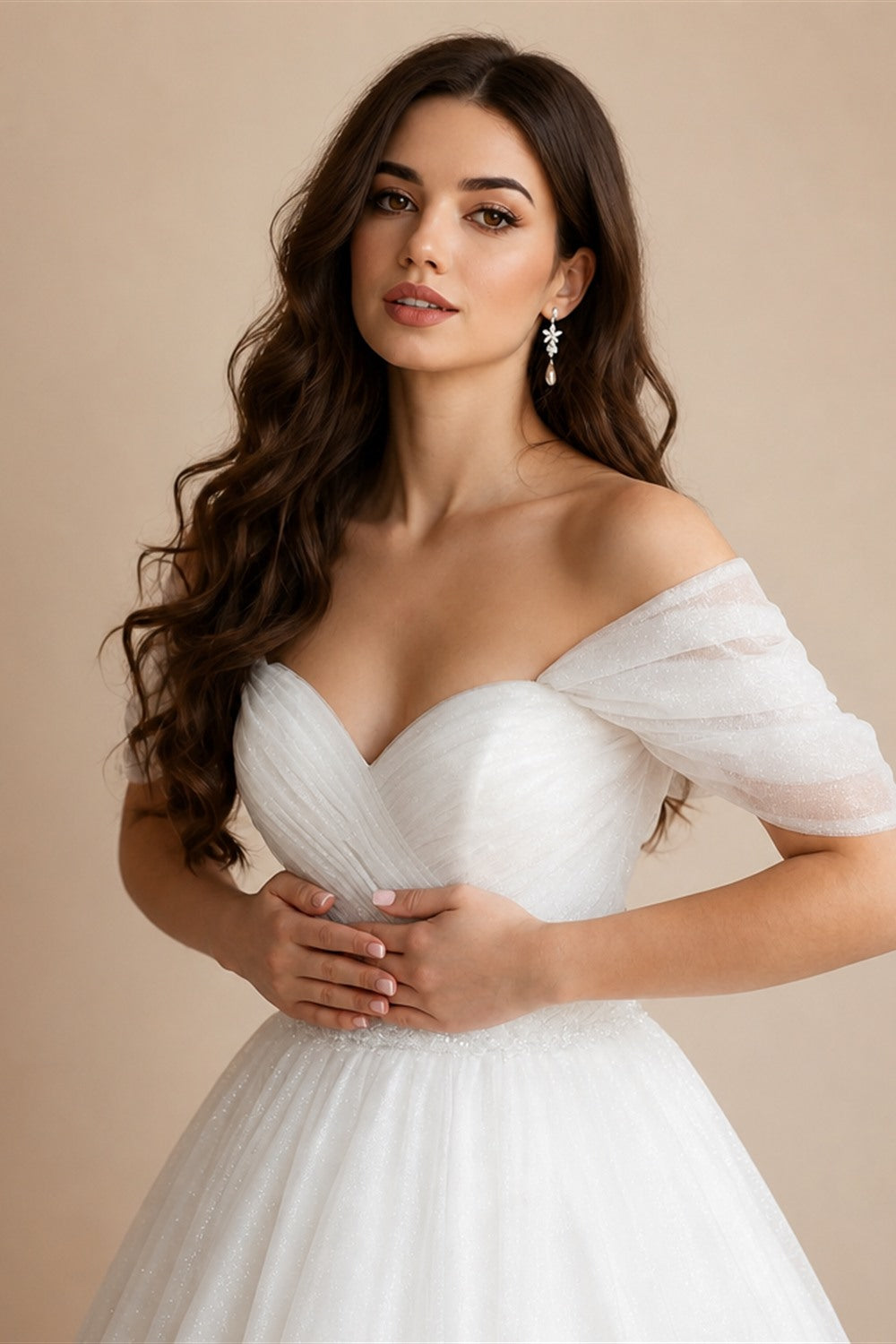HERBURN Trendy Pleated Wedding Dresses New Arrival Appliques A-line Lace up Sleeveless Robe De Soiree De Mariage Customized