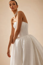 Vintage Sleeveless A-Line Wedding Dress 2027 Elegant Strapless Customized Bride Gown Princess BECHOYER T208 Vestido De Noiva