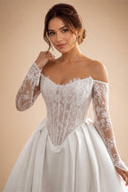 LORIE Lace Wedding Dress Sweetheart Split A-line Bride Gown Long Sleeve Customized Appiques Corset Bride Dress vestidos de novia