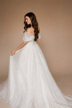 HERBURN Trendy Pleated Wedding Dresses New Arrival Appliques A-line Lace up Sleeveless Robe De Soiree De Mariage Customized