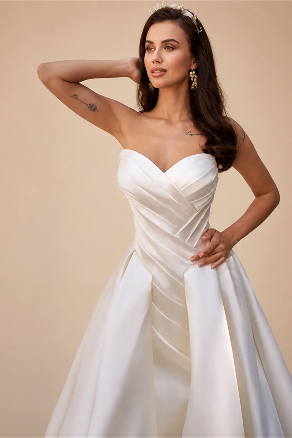 Sleeveless Satin A-Line Wedding Dress 2026 Sweetheart Backless Princess Bride Gown Plus Size Vestido De Noiva | Nightbubo