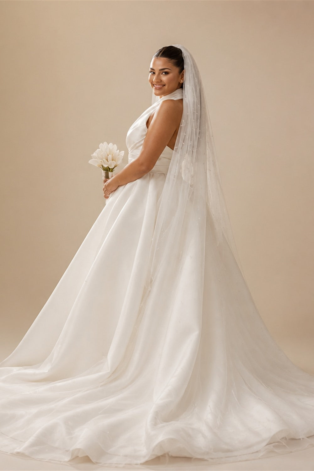 SoDigne A-line Satin Simple Wedding Dresses Sleeveless Halter Bridal Dress Long Wedding Gown Robe De Mairee ﻿Customized