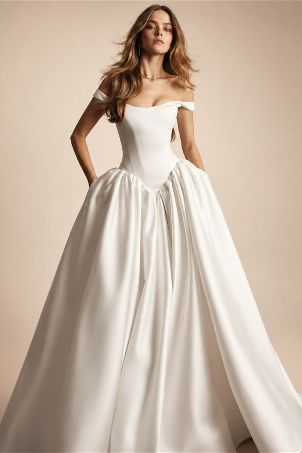 Kyoto Customized White Simple Satin Off Shoulder Wedding Dress A-Line Vestidos De Noche Elegant Court Train Robe De Mariée 2026