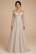 LORIE Lace Wedding Dress Sweetheart Split A-line Bride Gown Long Sleeve Customized Appiques Corset Bride Dress vestidos de novia