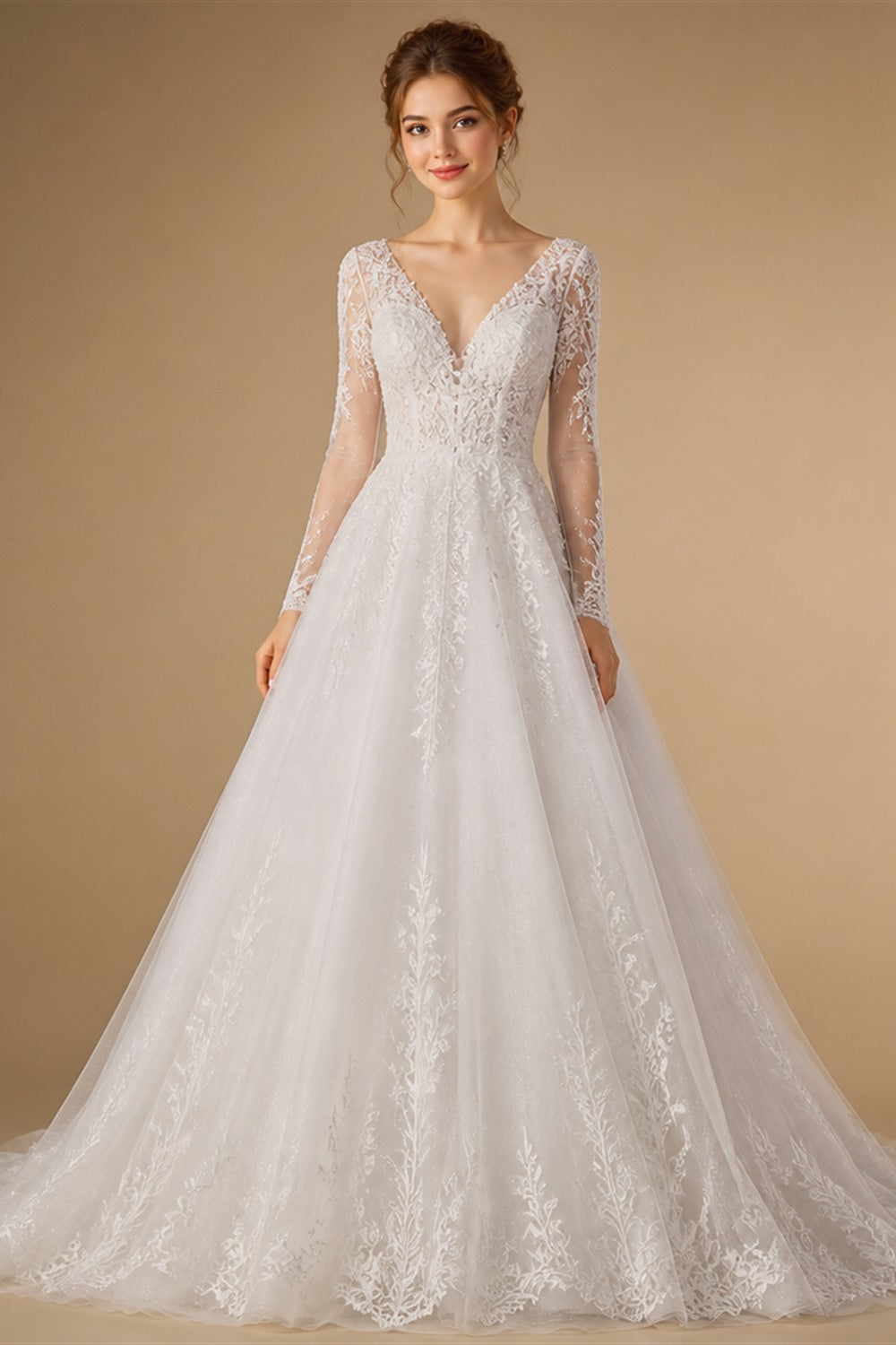 Elegant A-Line Sexy Wedding Dresses Long Sleeve Backless Bridal Dress Lace Bow Luxury Bride Gowns Vestido De Novia Customized
