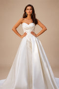 Sleeveless Satin A-Line Wedding Dress 2026 Sweetheart Backless Princess Bride Gown Plus Size Vestido De Noiva | Nightbubo