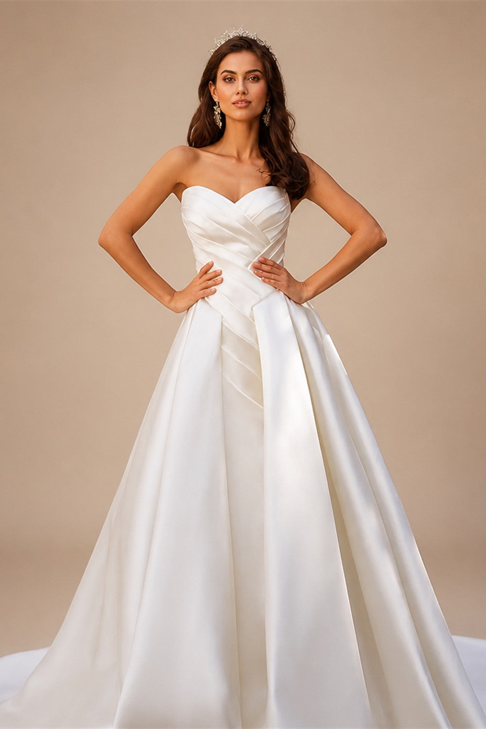 Sleeveless Satin A-Line Wedding Dress 2026 Sweetheart Backless Princess Bride Gown Plus Size Vestido De Noiva | Nightbubo