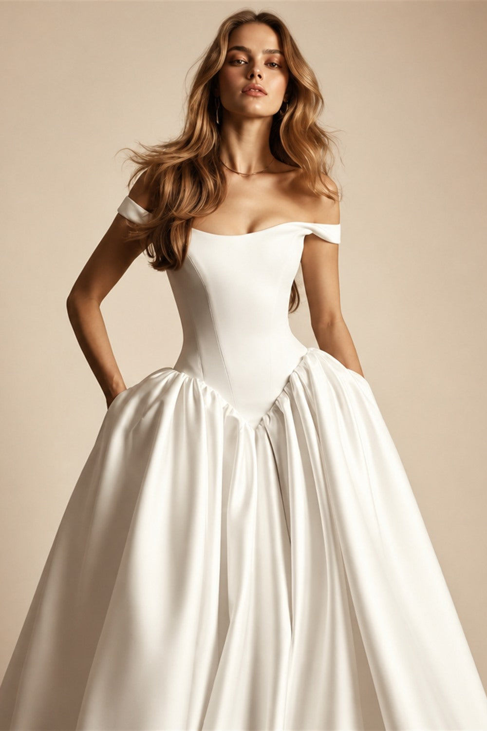 Kyoto Customized White Simple Satin Off Shoulder Wedding Dress A-Line Vestidos De Noche Elegant Court Train Robe De Mariée 2026