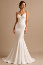 Modern V-neck Wedding Dress Bridal for Woman Tank Appliques A-line Ruched Court Train vestidos de novia de talla grande