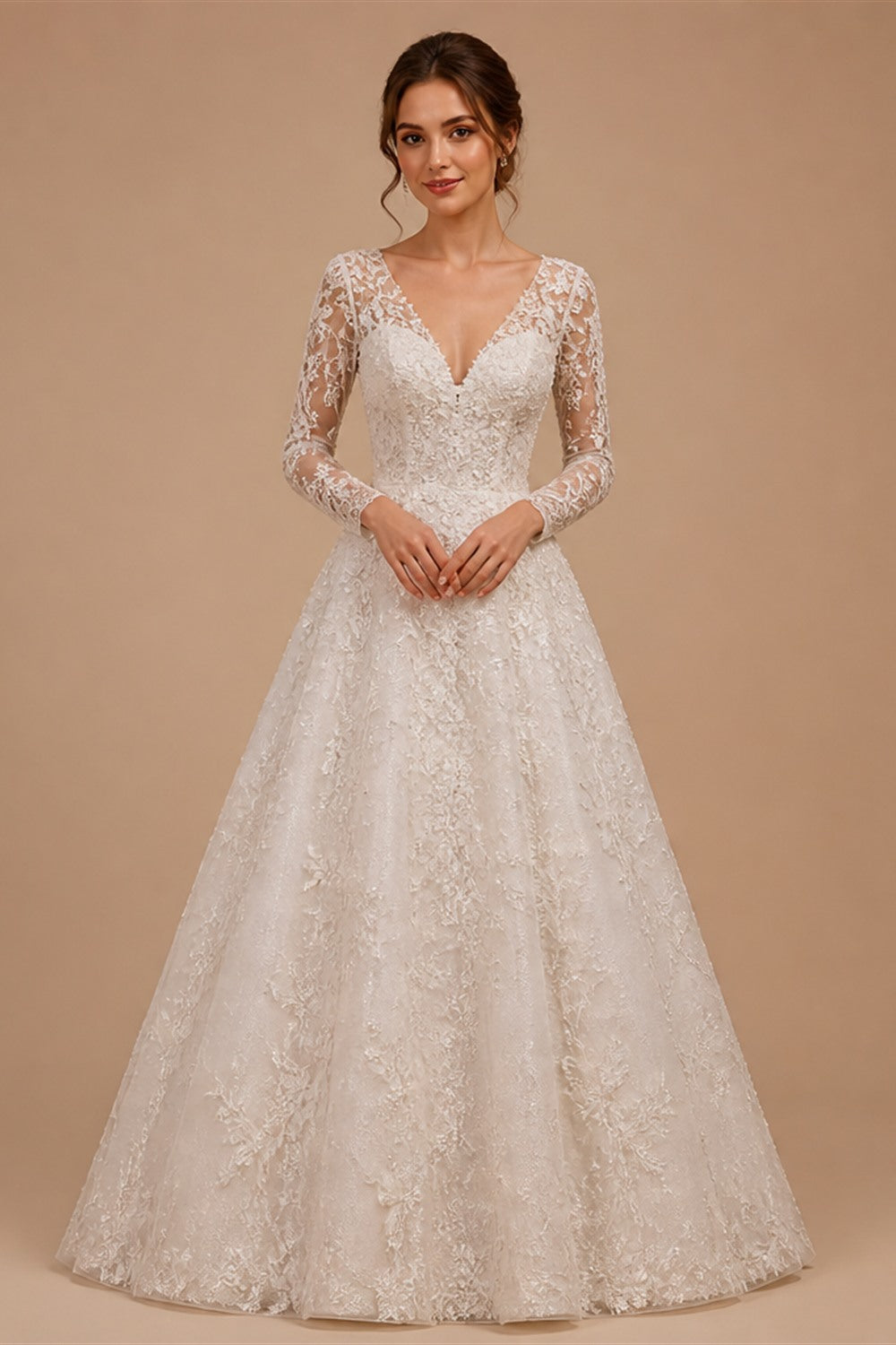 Off the Shoulder A-Line Wedding Dress 2026 Appliques Long Sleeve Customized Bride Gown Princess BECHOYER EL350 Vestido De Noiva