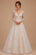 Off the Shoulder A-Line Wedding Dress 2026 Appliques Long Sleeve Customized Bride Gown Princess BECHOYER EL350 Vestido De Noiva