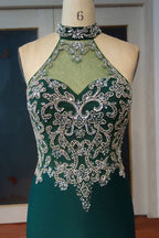 Bodenlange Meerjungfrau Neckholder Kristall Perlen Ballkleider