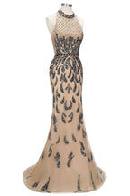 Bodenlange Meerjungfrau Neckholder Pailletten Muster Ballkleider