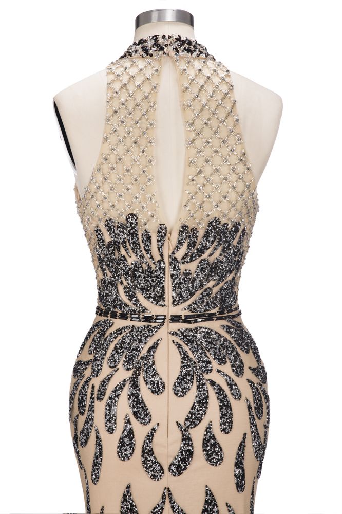 Bodenlange Meerjungfrau Neckholder Pailletten Muster Ballkleider