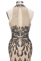 Bodenlange Meerjungfrau Neckholder Pailletten Muster Ballkleider