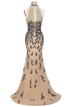 Bodenlange Meerjungfrau Neckholder Pailletten Muster Ballkleider