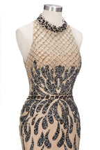 Bodenlange Meerjungfrau Neckholder Pailletten Muster Ballkleider