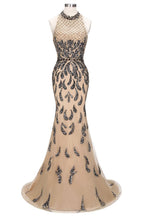 Bodenlange Meerjungfrau Neckholder Pailletten Muster Ballkleider