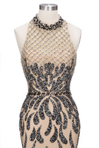 Bodenlange Meerjungfrau Neckholder Pailletten Muster Ballkleider