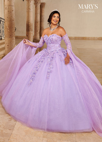 Quinceanera-Kleid mit bodenlangen Ärmeln von Mary's Bridal MQ1092