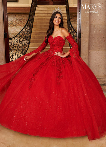 Quinceanera-Kleid mit bodenlangen Ärmeln von Mary's Bridal MQ1092