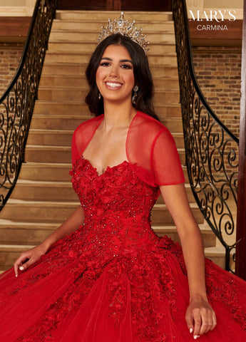 Quinceanera-Kleid mit bodenlangen Ärmeln von Mary's Bridal MQ1092