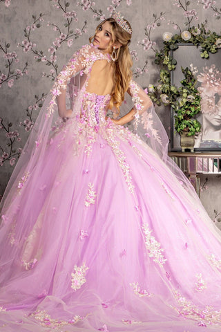 Ballkleid mit Blumenapplikation und Cape-Ärmeln von GLS Gloria GL3467