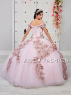 Floral Applique Off Shoulder Quinceanera Dress by LA Glitter 24054