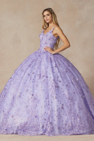 Ärmelloses Ballkleid mit Blumenapplikation von Juliet 1446