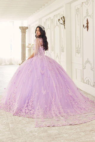 Trägerloses Ballkleid mit Blumenapplikation und Cape von Ladivine 15723