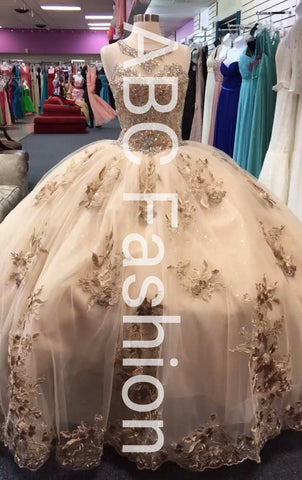 Quinceanera-Kleid mit Blumenapplikation von House of Wu 26884