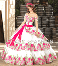 Abito da Quinceañera Charro Floreale di Ragazza MV33-133