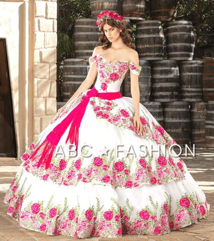 Geblümtes Charro-Quinceanera-Kleid von Ragazza MV33-133