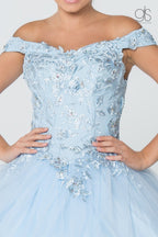 Floral Embroidered Off Shoulder Ball Gown by Elizabeth K GL2802