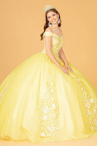 Schulterfreies Ballkleid mit Blumenstickerei von Elizabeth K GL2802