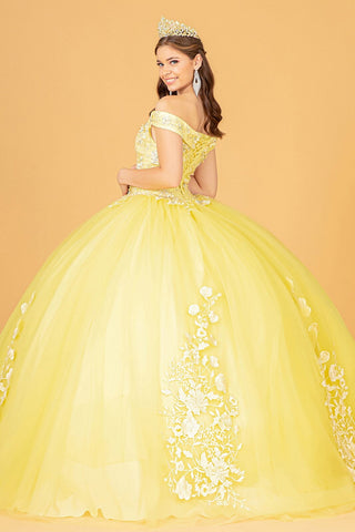 Schulterfreies Ballkleid mit Blumenstickerei von Elizabeth K GL2802