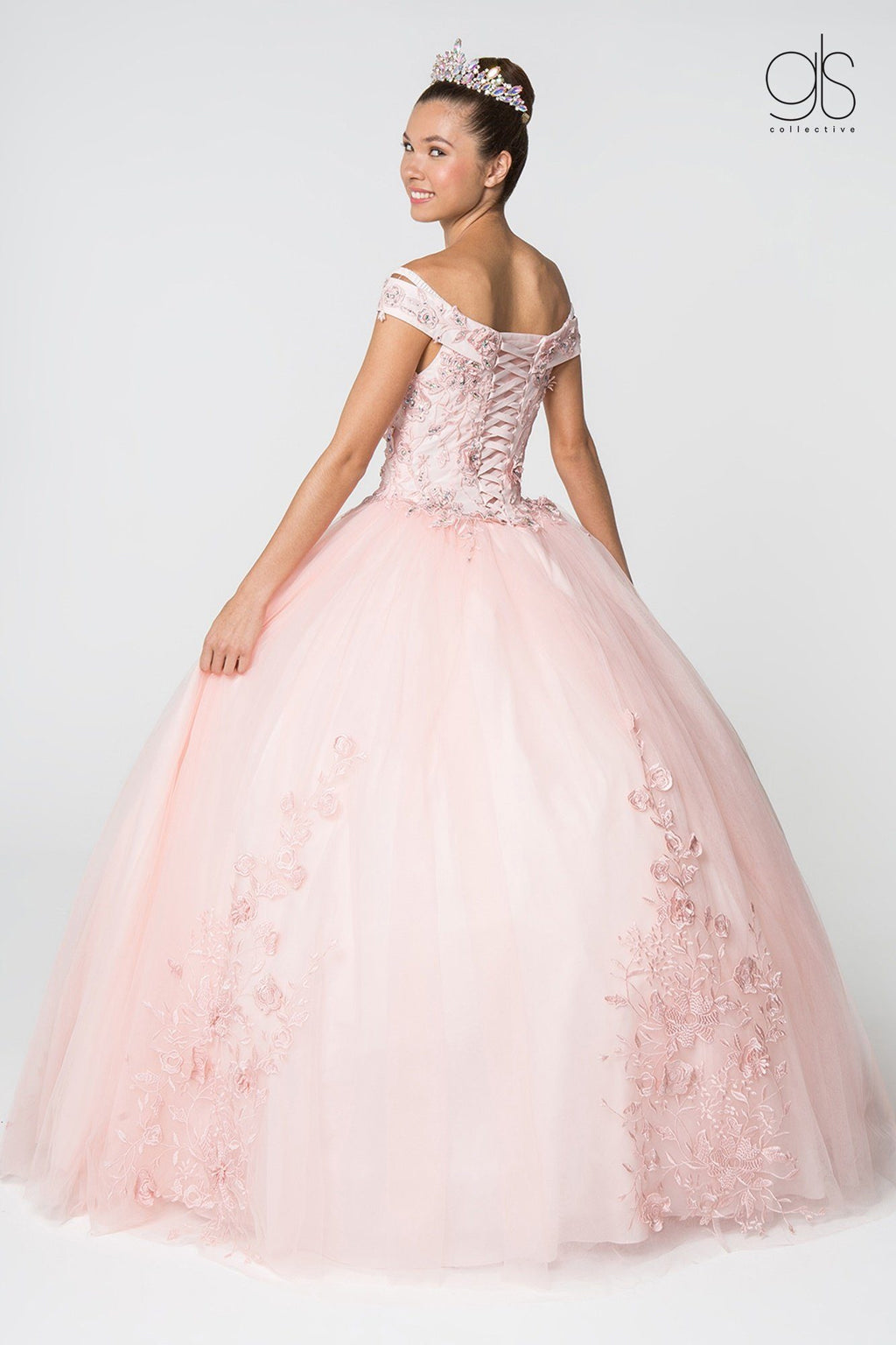 Floral Embroidered Off Shoulder Ball Gown by Elizabeth K GL2802