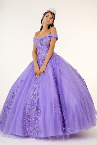 Schulterfreies Ballkleid mit Blumenstickerei von Elizabeth K GL2802