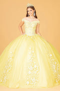 Schulterfreies Ballkleid mit Blumenstickerei von Elizabeth K GL2802