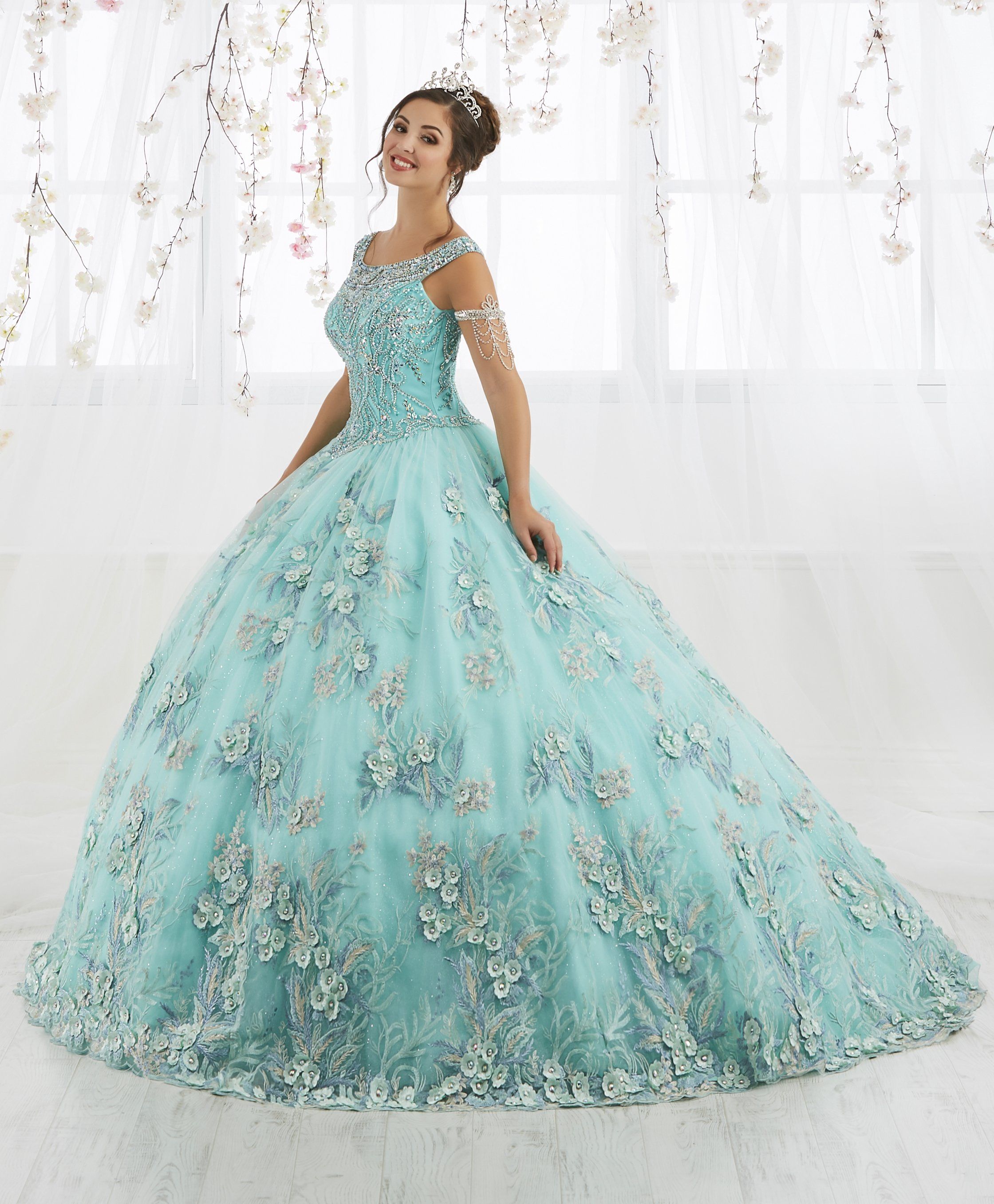 Floral Embroidered Quinceanera Dress by House of Wu 26918
