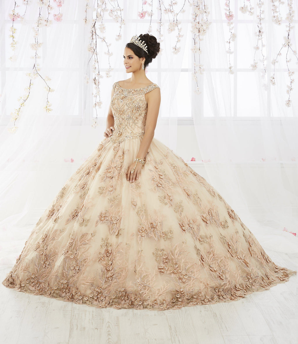 Quinceanera-Kleid mit Blumenstickerei von House of Wu 26918