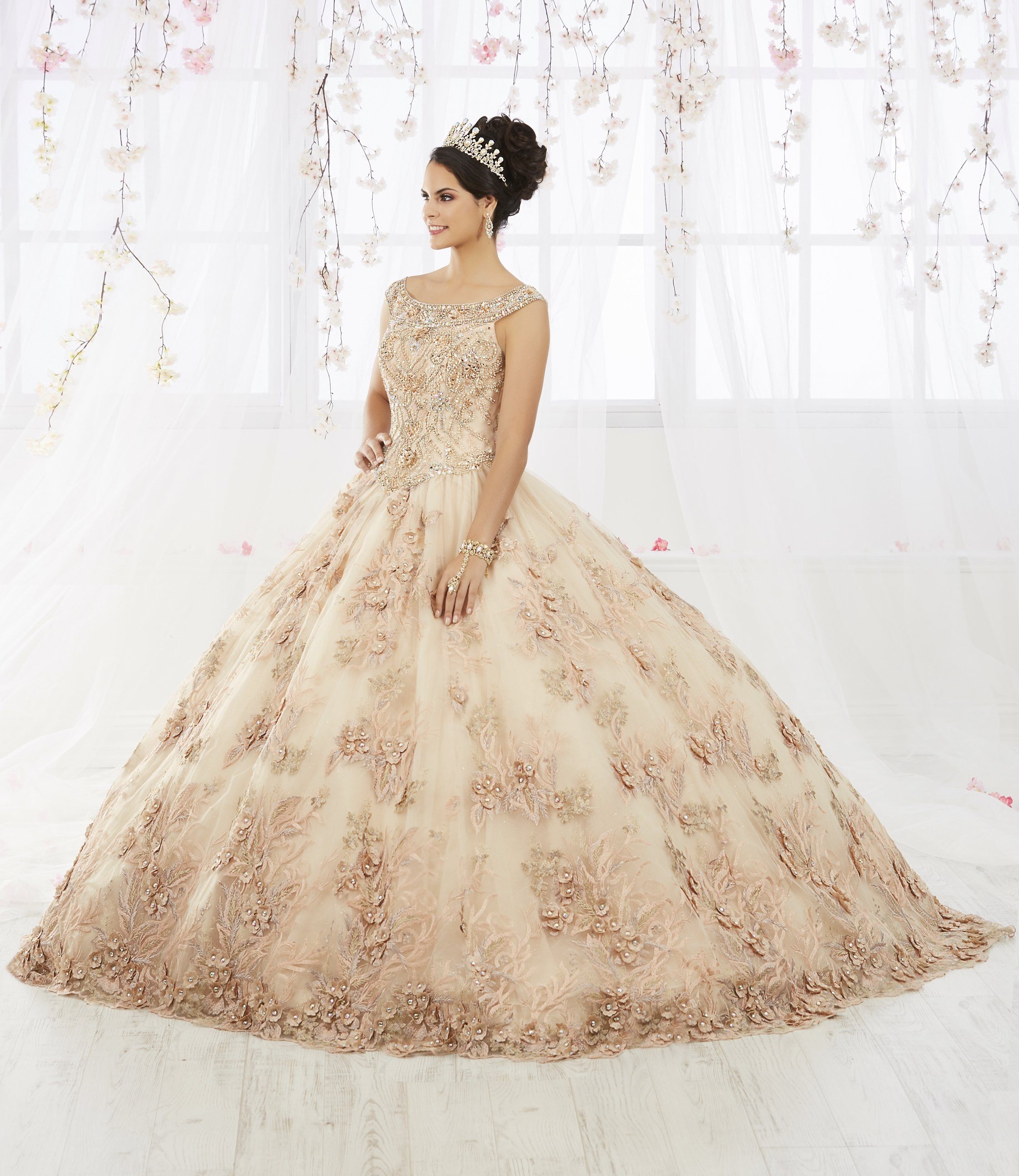 Floral Embroidered Quinceanera Dress by House of Wu 26918