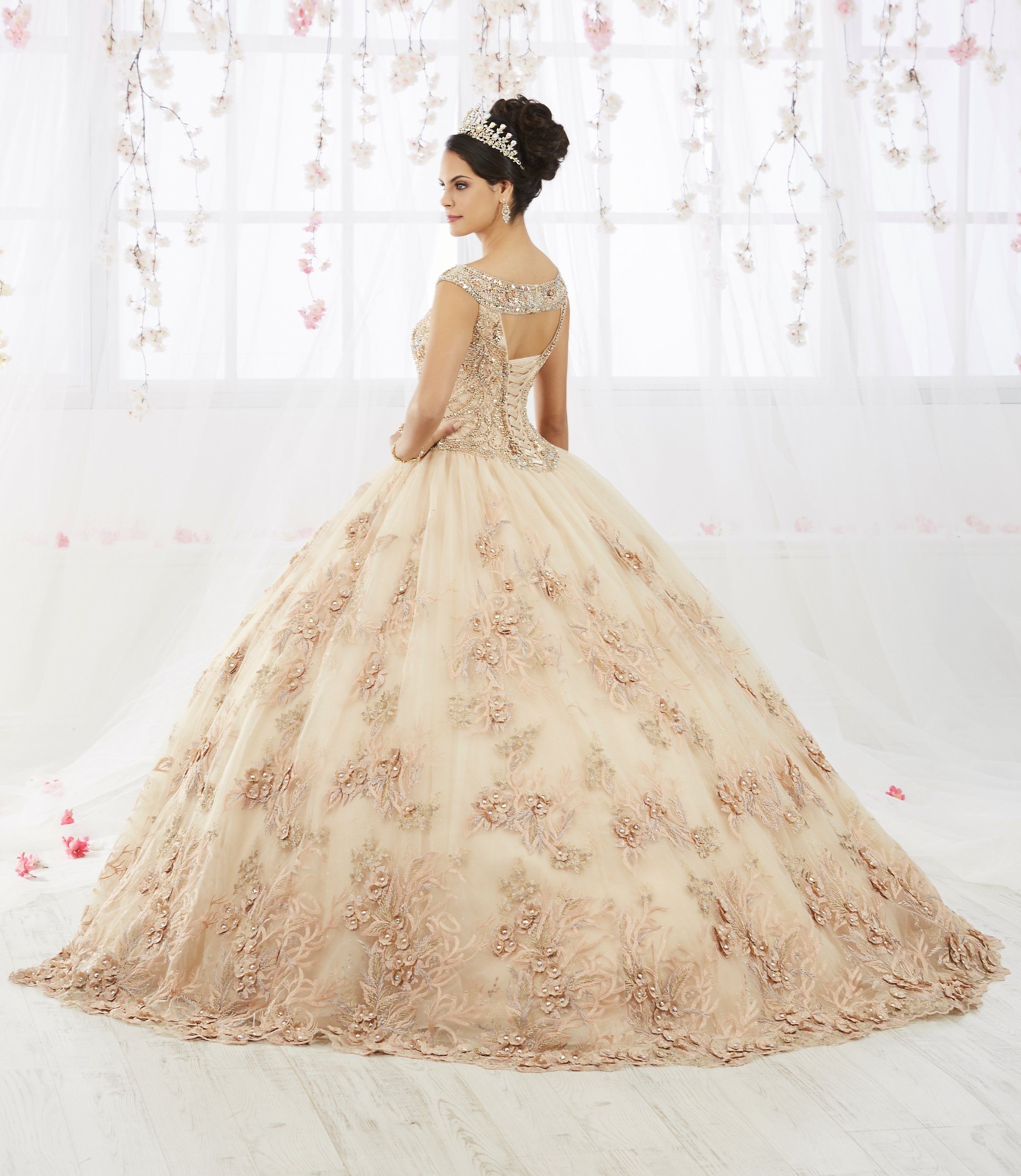 Floral Embroidered Quinceanera Dress by House of Wu 26918