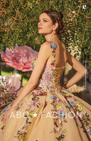 Vestido de festa de quinze anos com bordado floral da Ragazza EV37-637