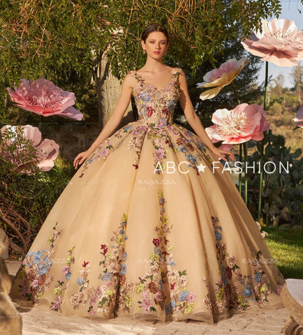 Vestido de festa de quinze anos com bordado floral da Ragazza EV37-637