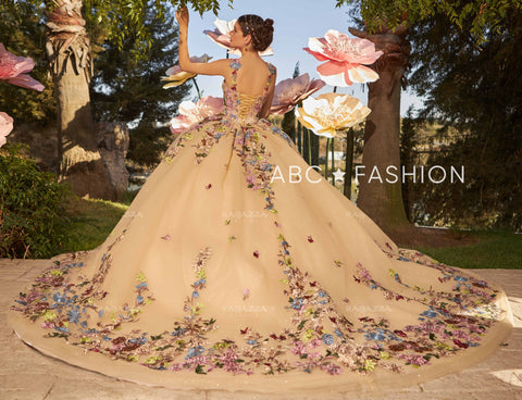 Vestido de festa de quinze anos com bordado floral da Ragazza EV37-637