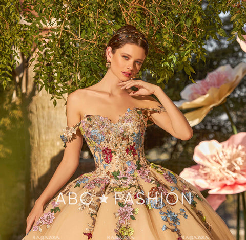 Vestido de festa de quinze anos com bordado floral da Ragazza EV37-637