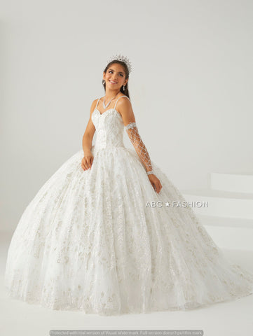 Quinceanera-Kleid mit Blumen-Glitzer von Fiesta Gowns 56437
