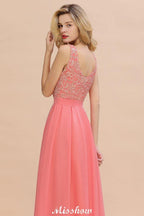 Floral Lace A-line Simple Wedding Dress Sleeveless Maxi Bridesmaid Dress