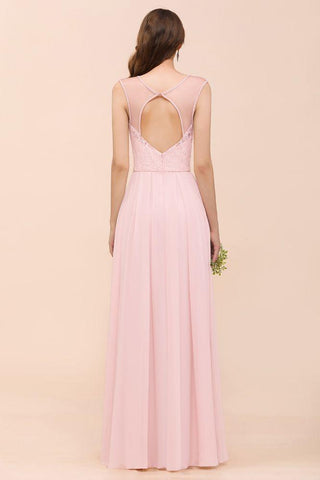 Floral Lace Bridesmaid Dress Pink A-line Wedding Party Dress